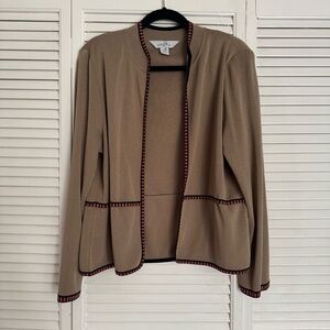 Ming Wang cardigan tan brown black red open front large